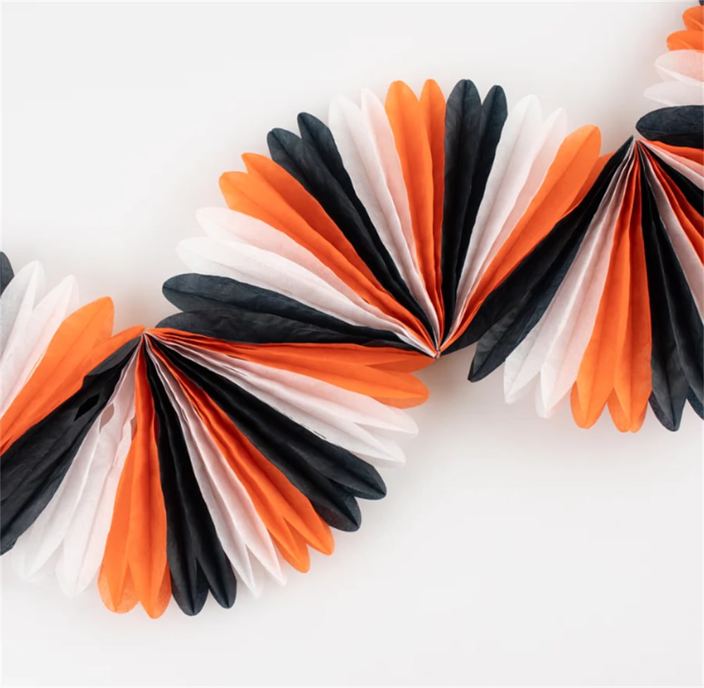 Black & Orange Stripe Honeycomb Garland - Siyah & Turuncu Petekli Asılan Süs