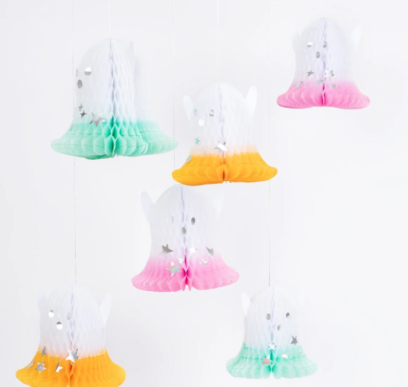 Ombré Ghost Hanging Decorations - Neon Detaylı Hayalet Asılan Süsler (6'lı)