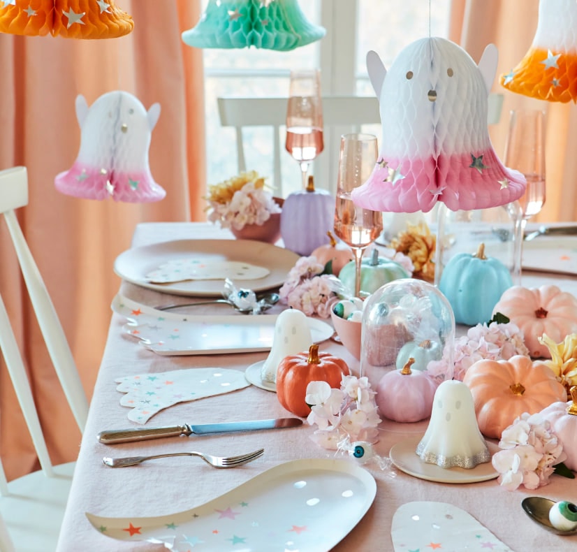 Ombré Ghost Hanging Decorations - Neon Detaylı Hayalet Asılan Süsler (6'lı)