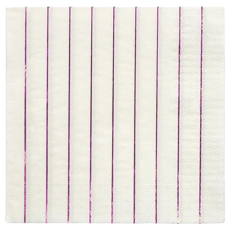 Metallic Pink Stripe Napkins - Metalik Pembe Çizgili Peçete - S
