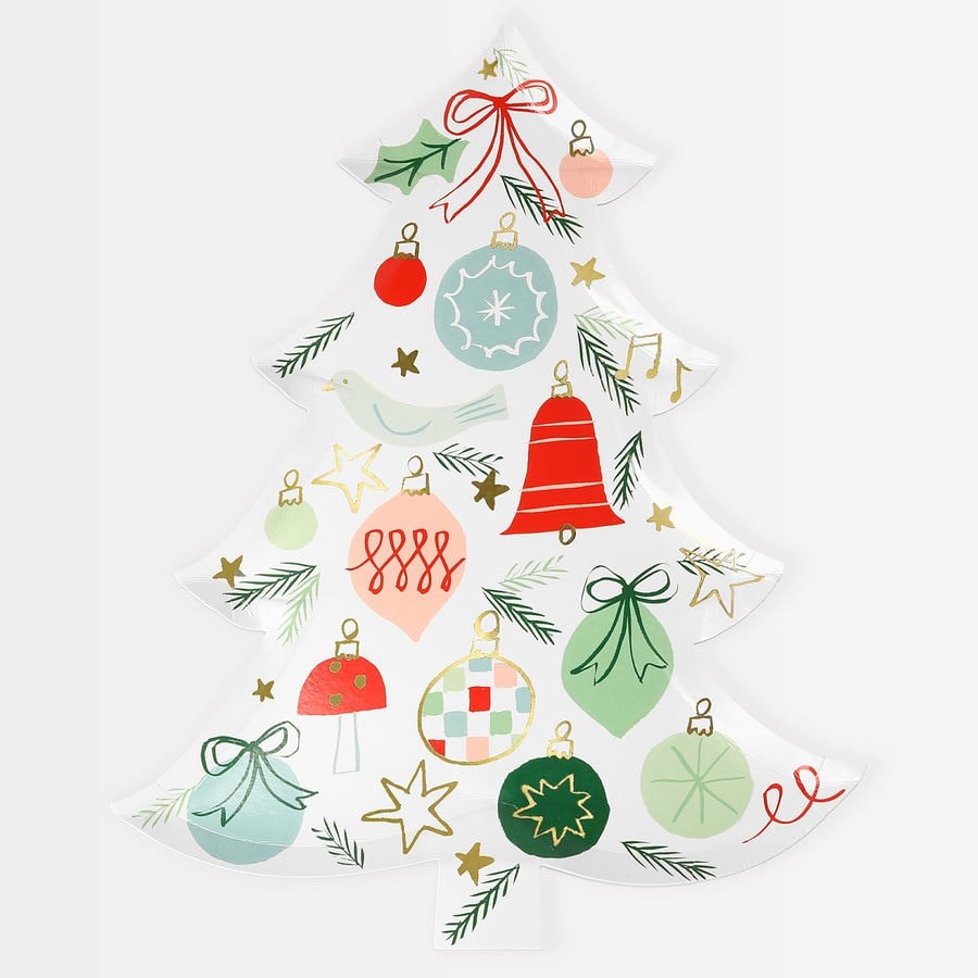 Patterned Christmas Tree Plates - Yeni Yıl Ağacı Şekilli Tabaklar - 8'li