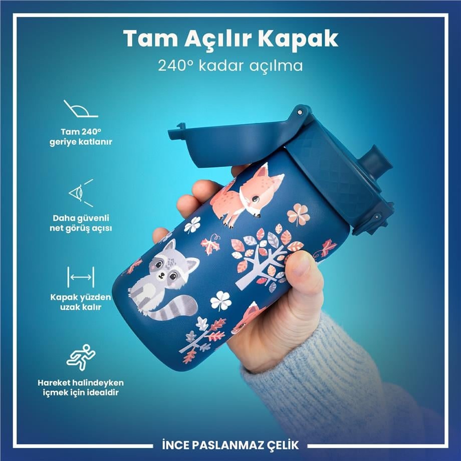 Paslanmaz Çelik Çocuk Suluk - Orman Hayvanları - 400 ml - Sızdırmaz