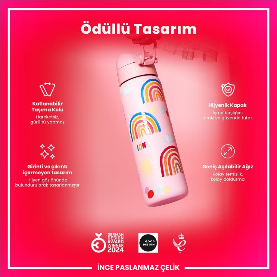 Paslanmaz Çelik İnce Suluk - Gökkuşağı - 600 ml - Sızdırmaz