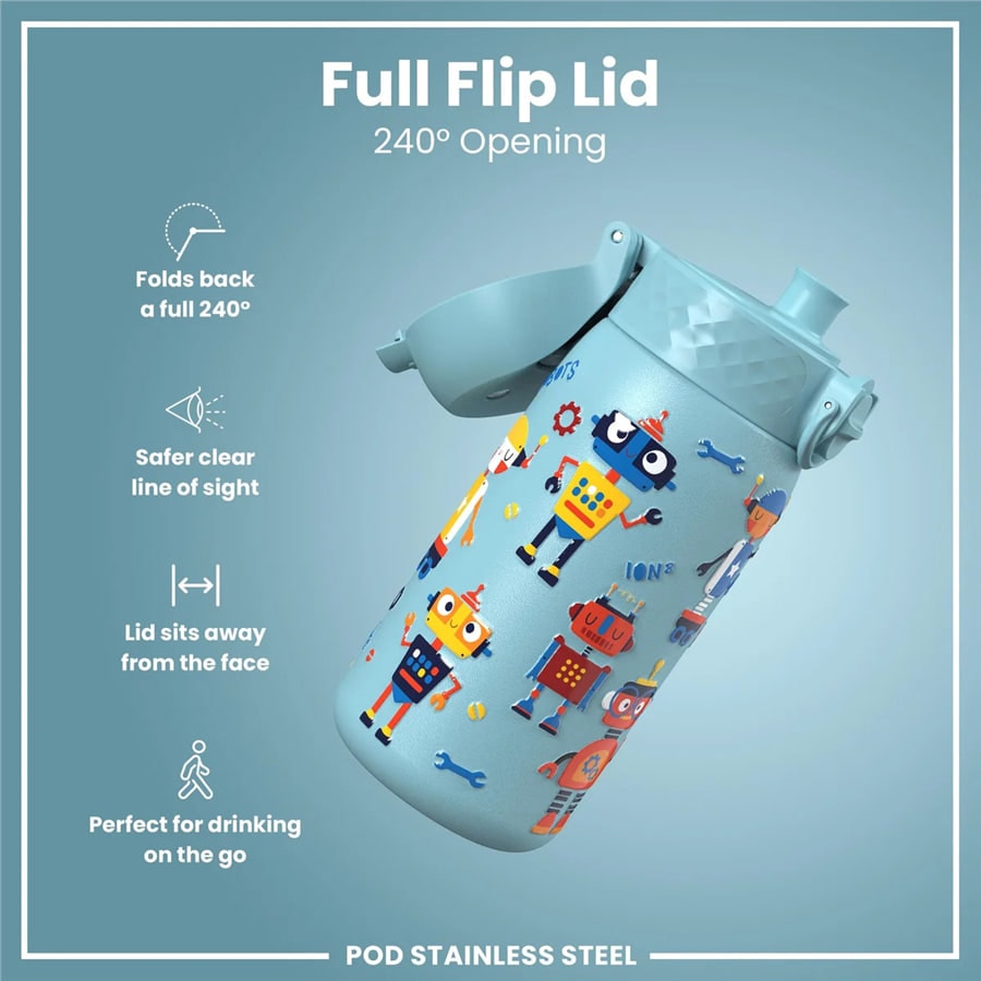 Paslanmaz Çelik Çocuk Suluk - Robotlar - 400 ml - Sızdırmaz