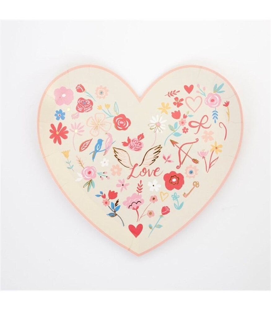 Valentine’s Heart Die Cut Plates - Desenli Kalp Tabak - 8'li