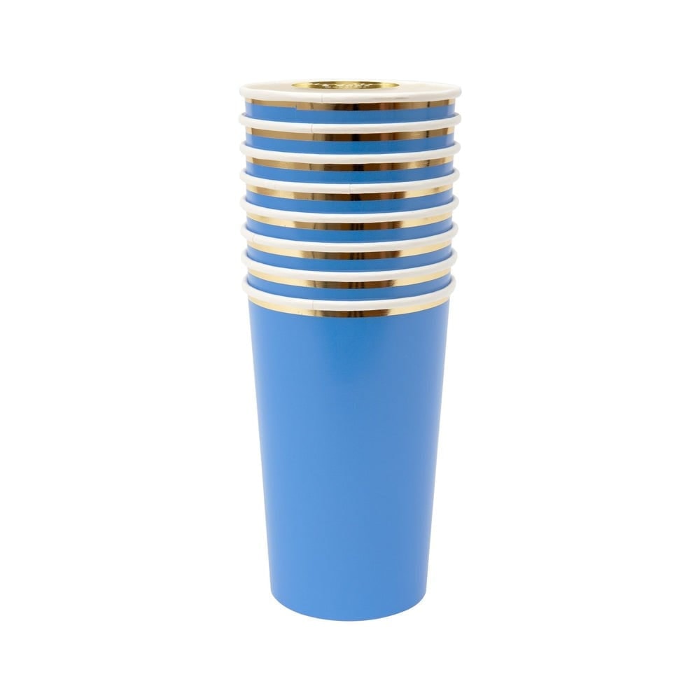 Bright Blue Highball Cups - Parlak Mavi Bardaklar - L - 8'li