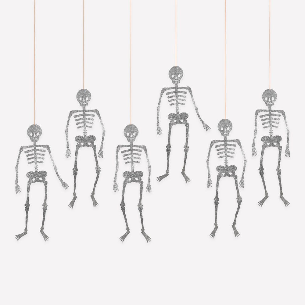 Halloween - Simli Eklemli İskelet Süsleri (6'lı)