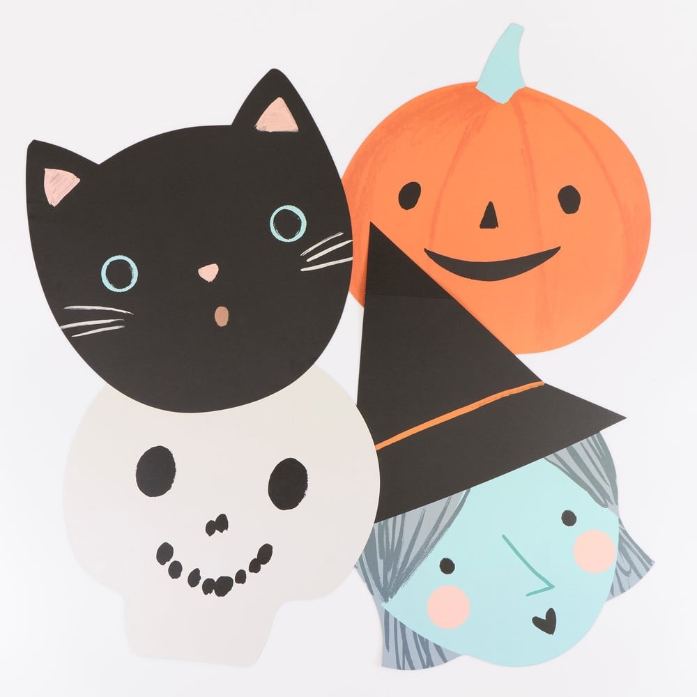 Halloween - Cadılar Bayramı Kafalar Kağıt Amerikan Servis - 12 Adet