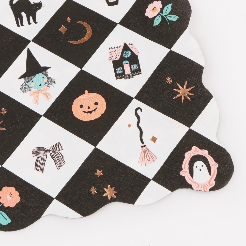 Halloween - Patchwork Desenli Cadılar Bayramı Büyük Peçete - L - 16 Adet