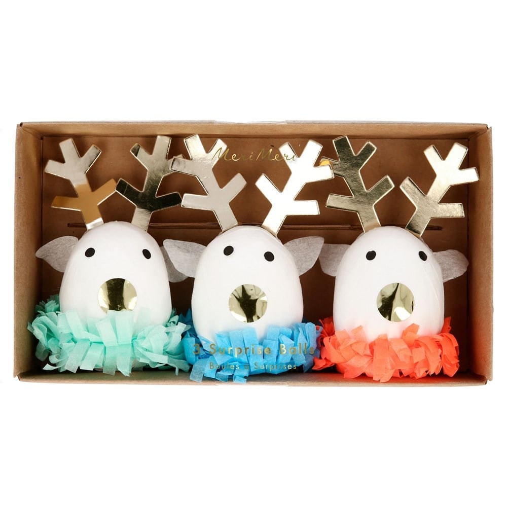 Festive Reindeer Surprise Balls - Ren Geyiği Sürpriz Topları - 3'lü