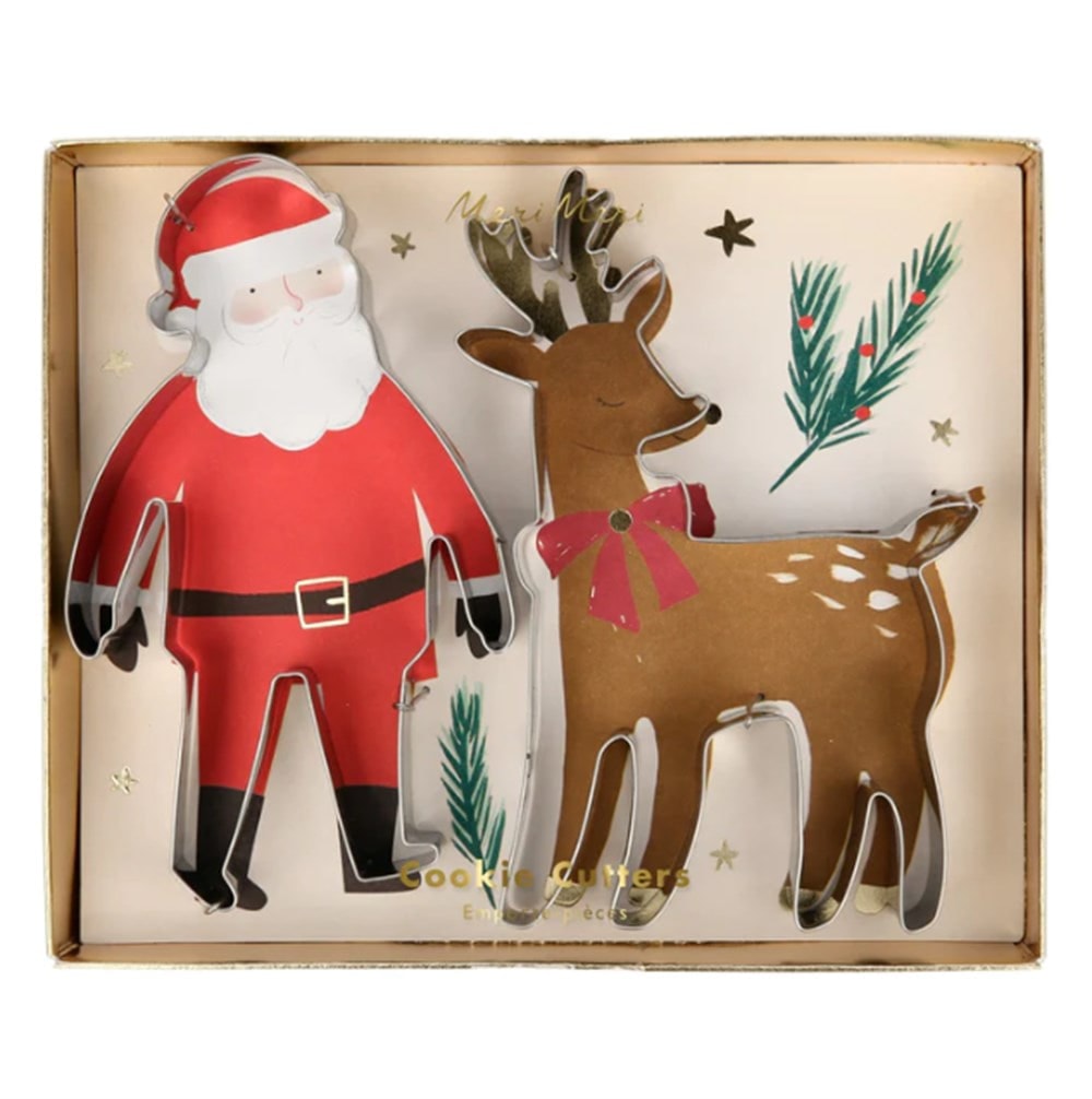 Santa & Reindeer Festive Cookie Cutter - Noel Baba & Ren Geyikleri Kurabiye Kalıbı