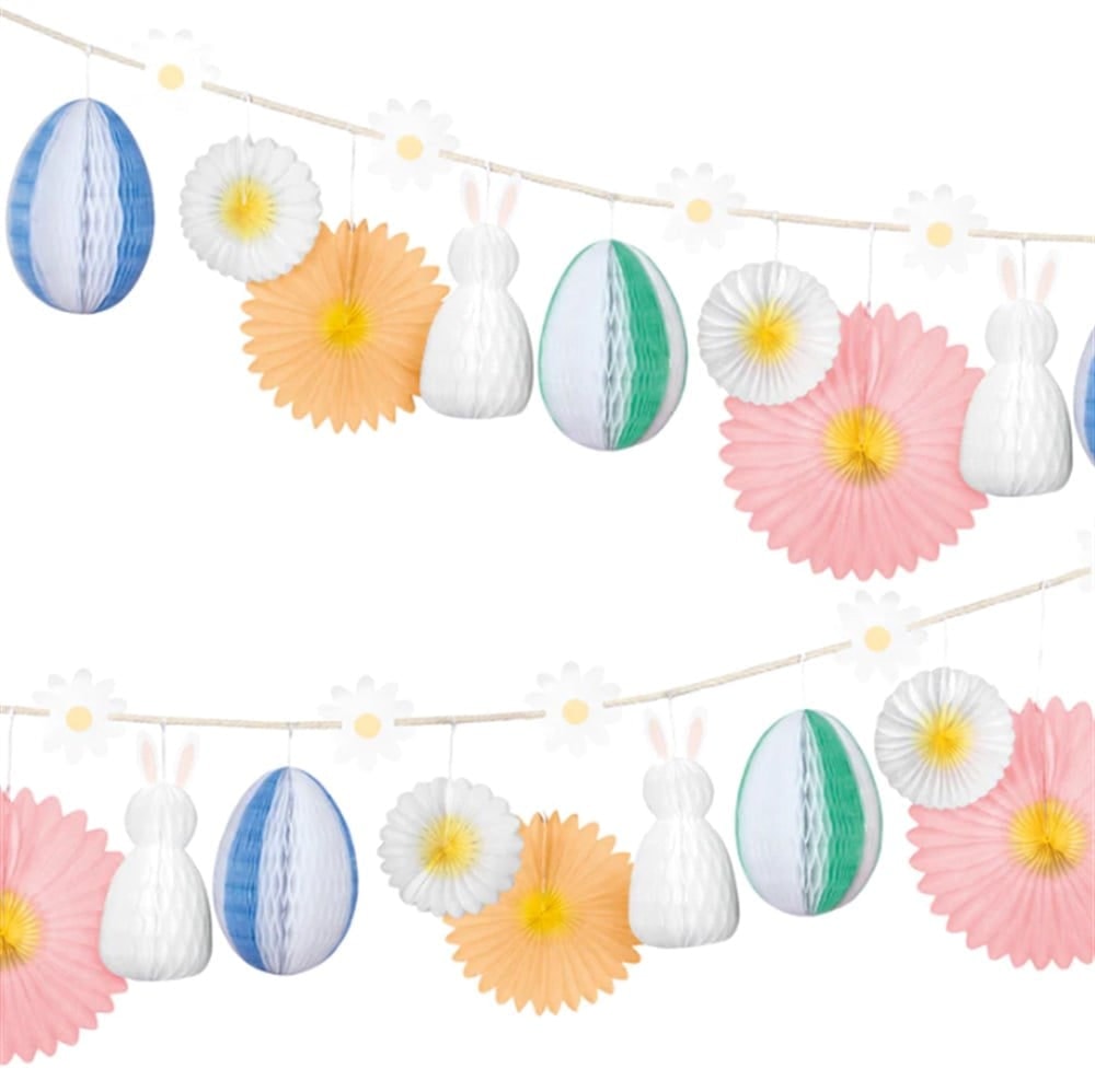 Honeycomb Easter Bunny Garland - Petekli Paskalya Tavşan Asılan Süs