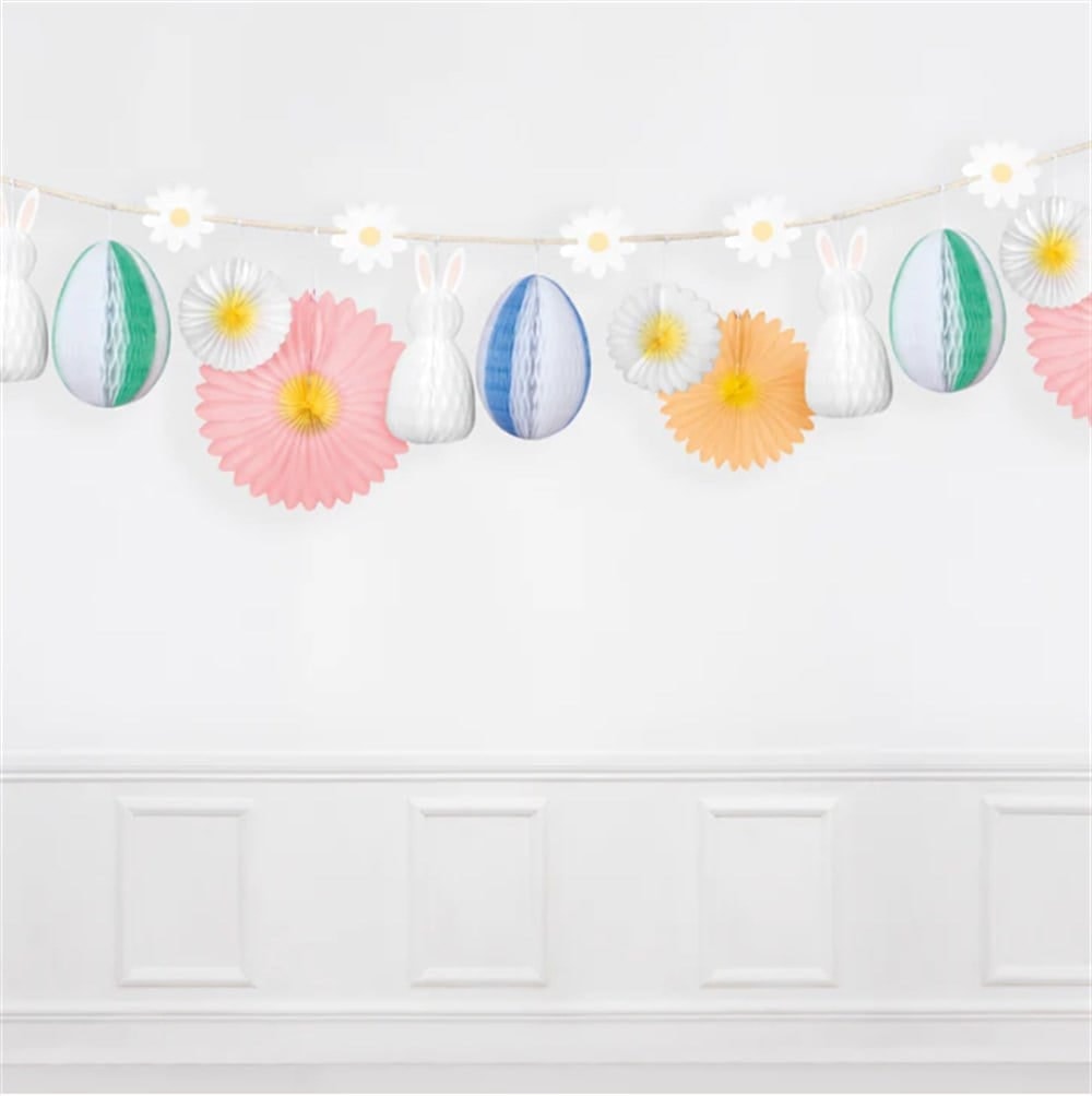 Honeycomb Easter Bunny Garland - Petekli Paskalya Tavşan Asılan Süs