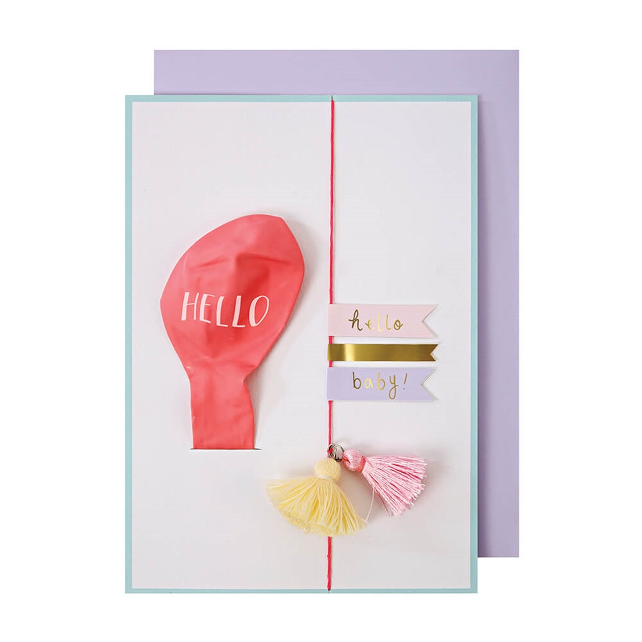 Hello Balon Tebrik Kartı - Pembe