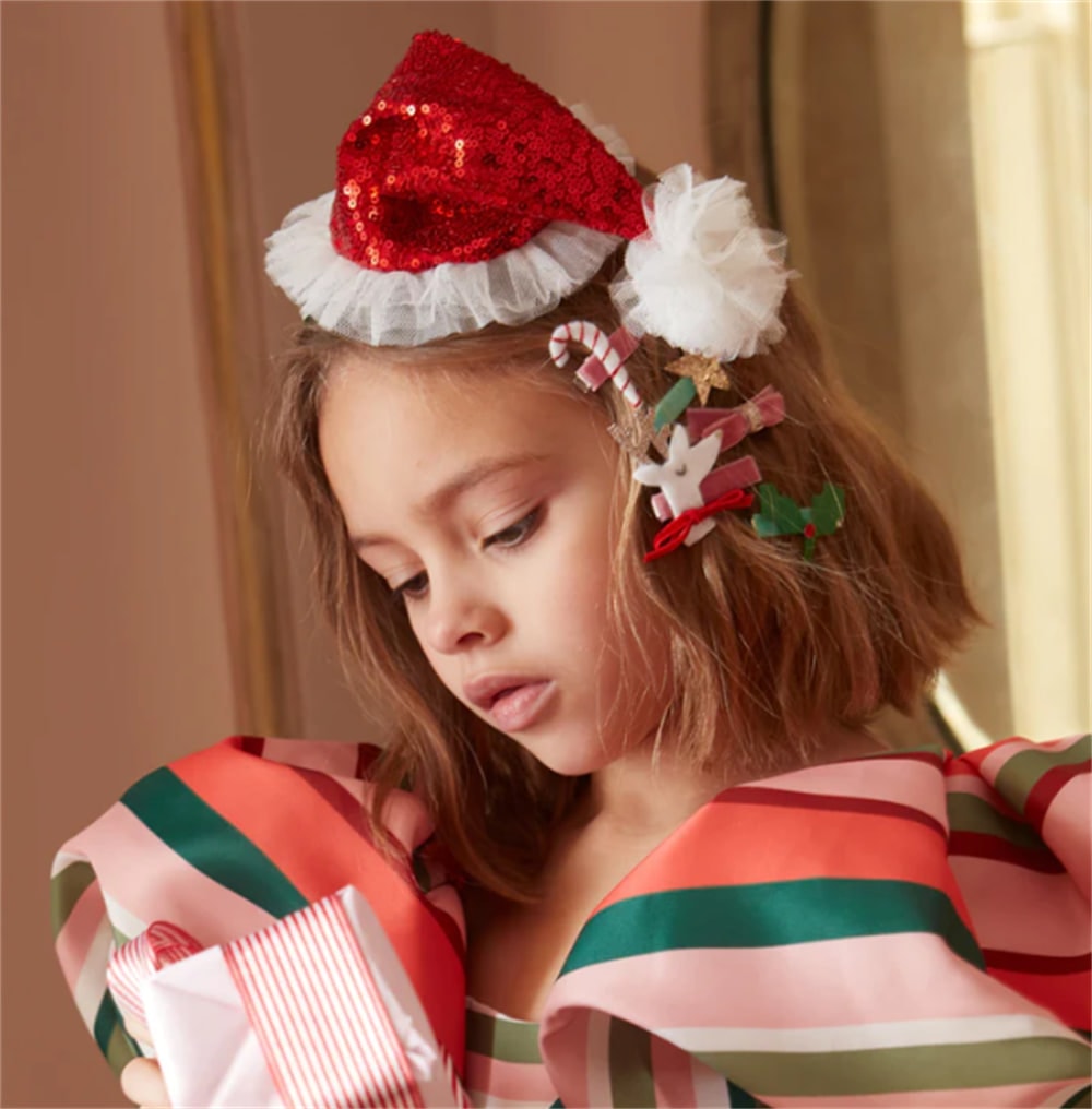 Sequin Santa Hat Hair Clip - Noel Baba Şapkası Toka