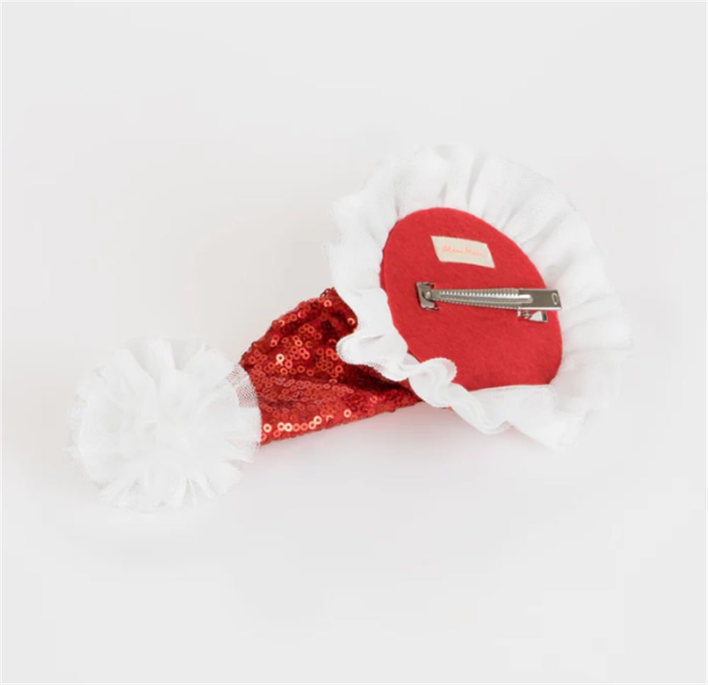 Sequin Santa Hat Hair Clip - Noel Baba Şapkası Toka