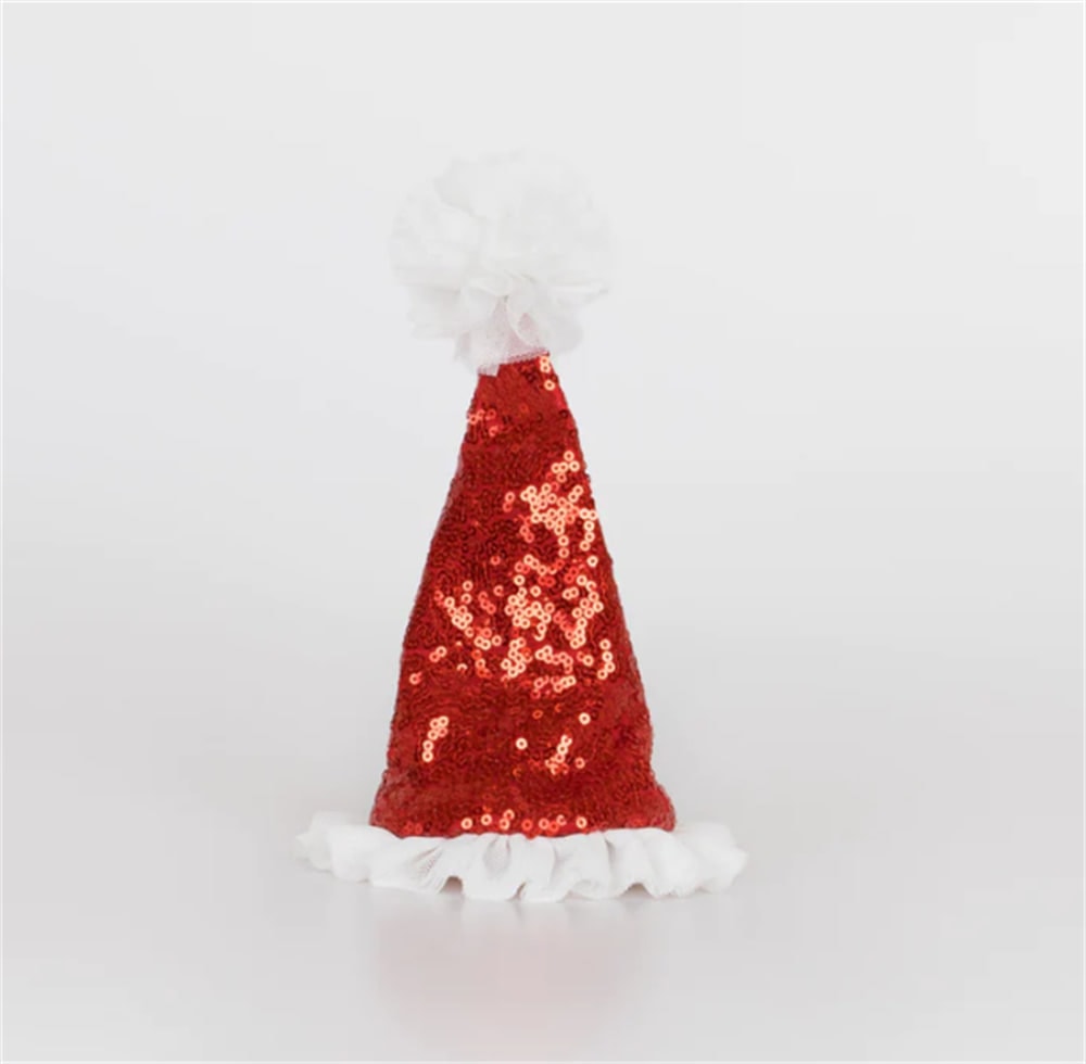 Sequin Santa Hat Hair Clip - Noel Baba Şapkası Toka