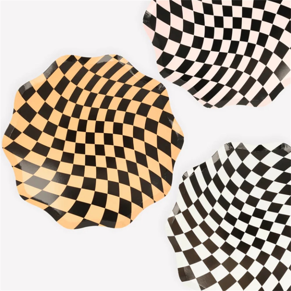 Halloween Checker Dinner Plates - Cadılar Bayramı Damalı Tabaklar (8'li)