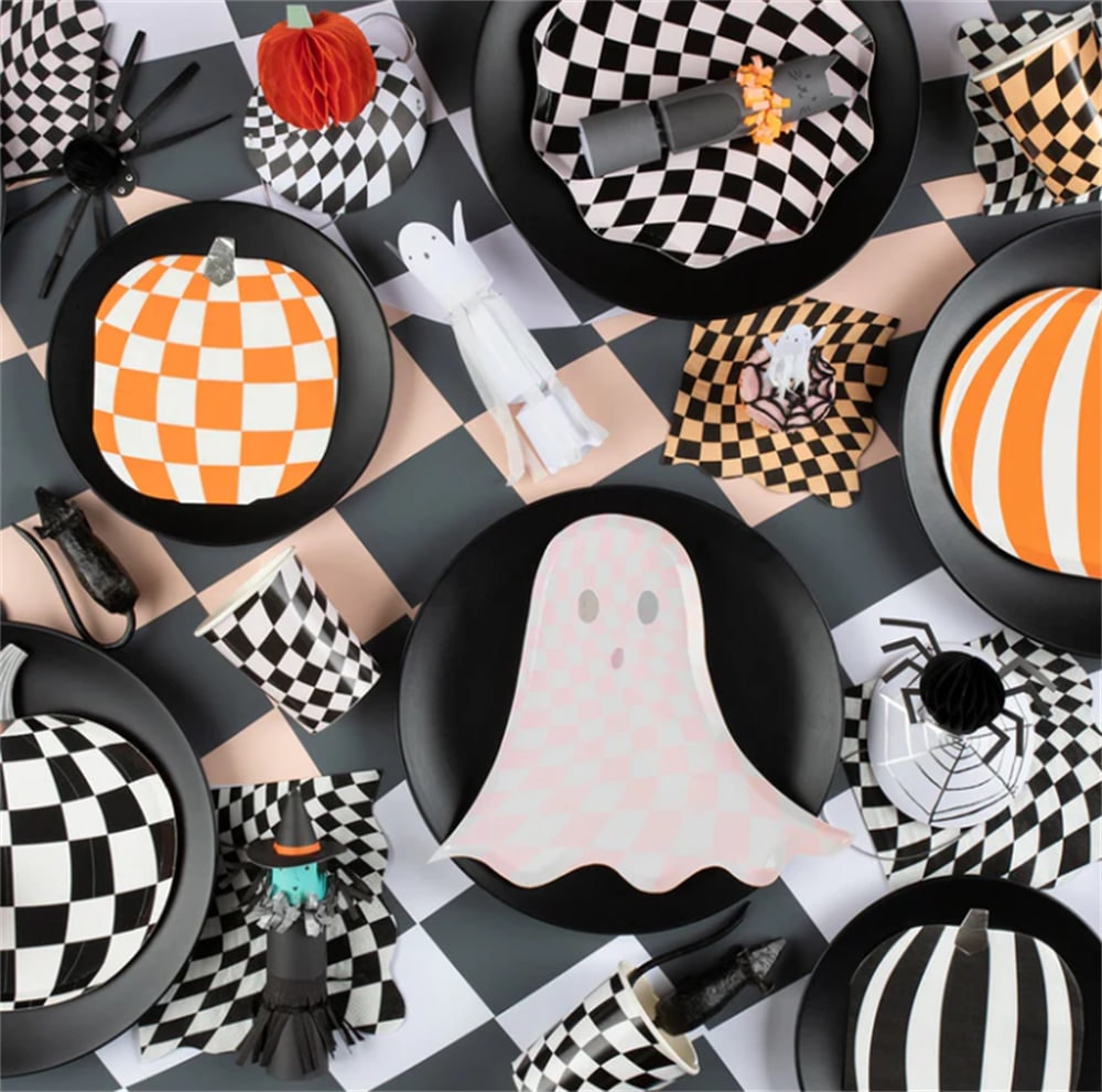 Halloween Checker Dinner Plates - Cadılar Bayramı Damalı Tabaklar (8'li)