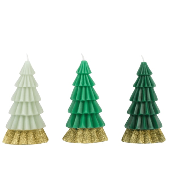 Green Tree Candles - Yeşil Ağaç Mumlar (3'lü)