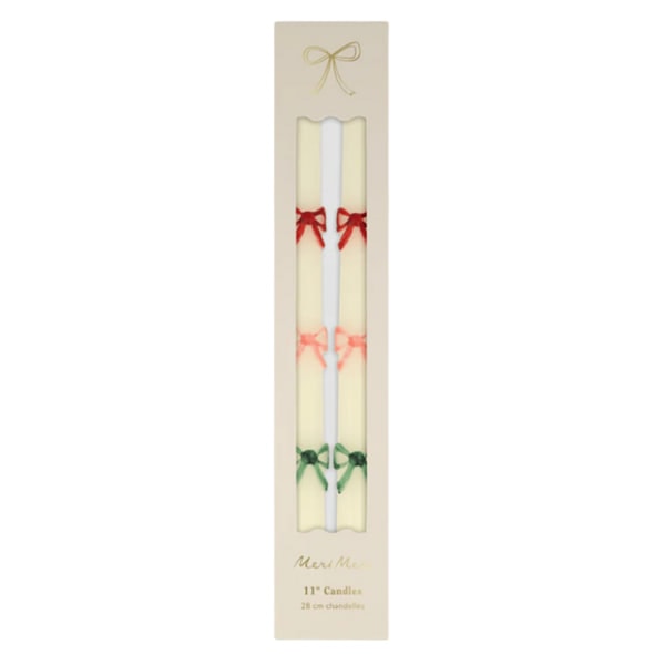Multi Colour Bow Taper Candle - Renkli Kurdeleli Mumlar (2'li)