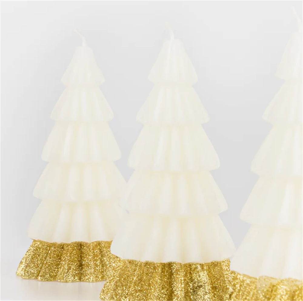 Ivory Tree Candles - Krem Renk Ağaç Mumlar (3'lü)