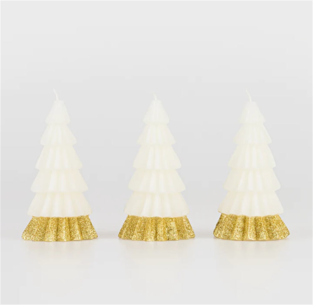Ivory Tree Candles - Krem Renk Ağaç Mumlar (3'lü)
