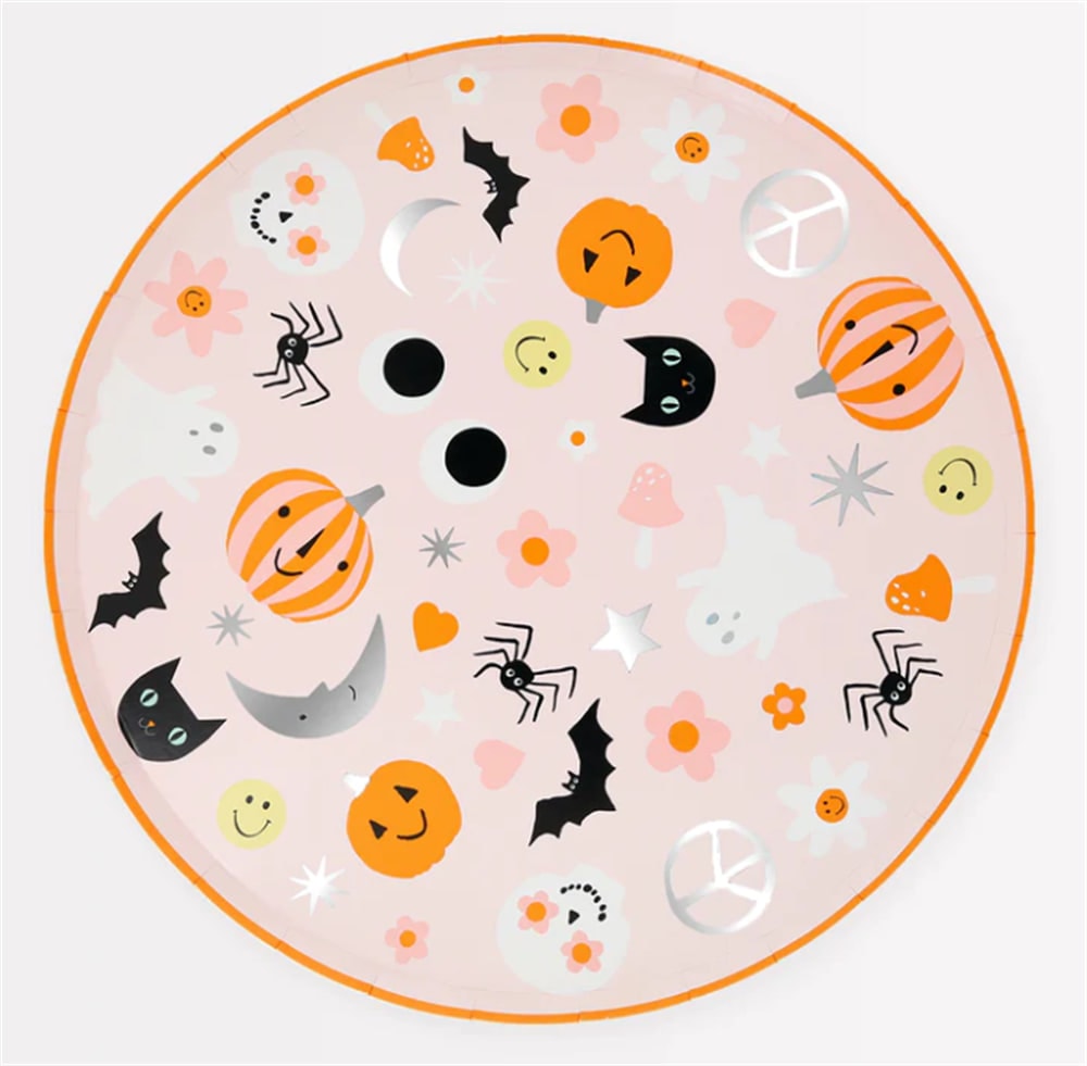 Groovy Halloween Icon Dinner Plates - Cadılar Bayramı Karakterli Tabaklar (L) (8'li)