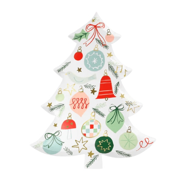 Festive Pattern Tree Plates - Yeni Yıl Ağacı Tabaklar (8'li)
