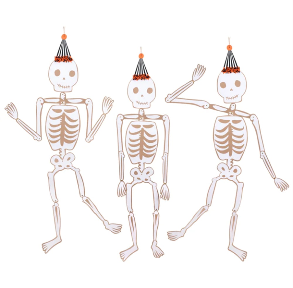 Vintage Halloween Jointed Skeletons - Halloween Vintage İskelet Asılan Süsler