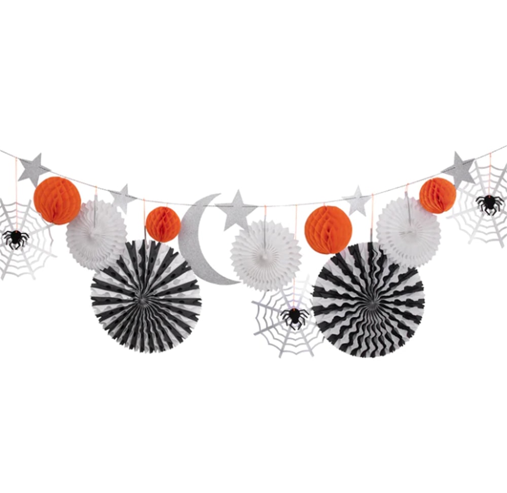 Halloween Honeycomb Shapes Garland - Halloween Asılan Süs