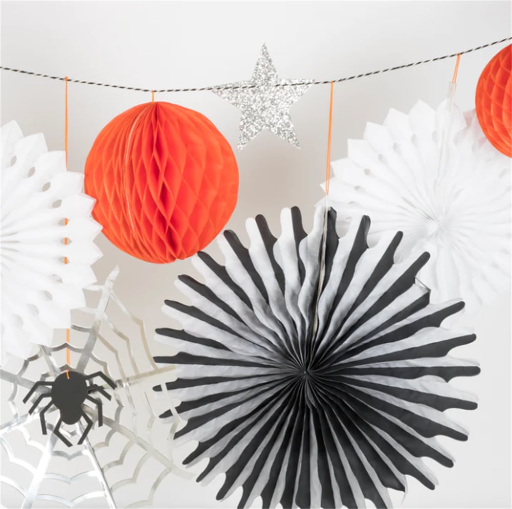 Halloween Honeycomb Shapes Garland - Halloween Asılan Süs