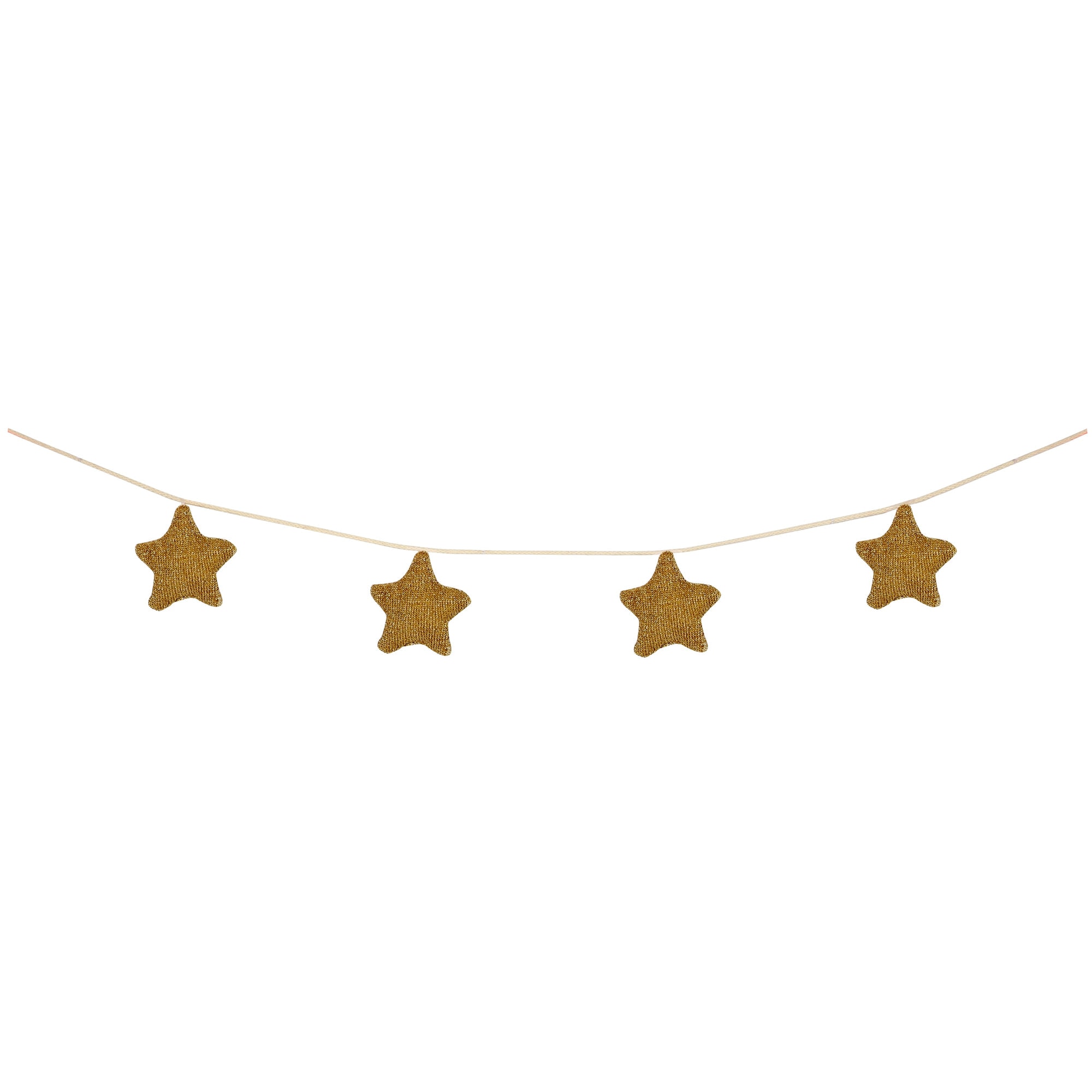 Gold Knitted Star Garland - Altın Yıldızlı Asılan Süs