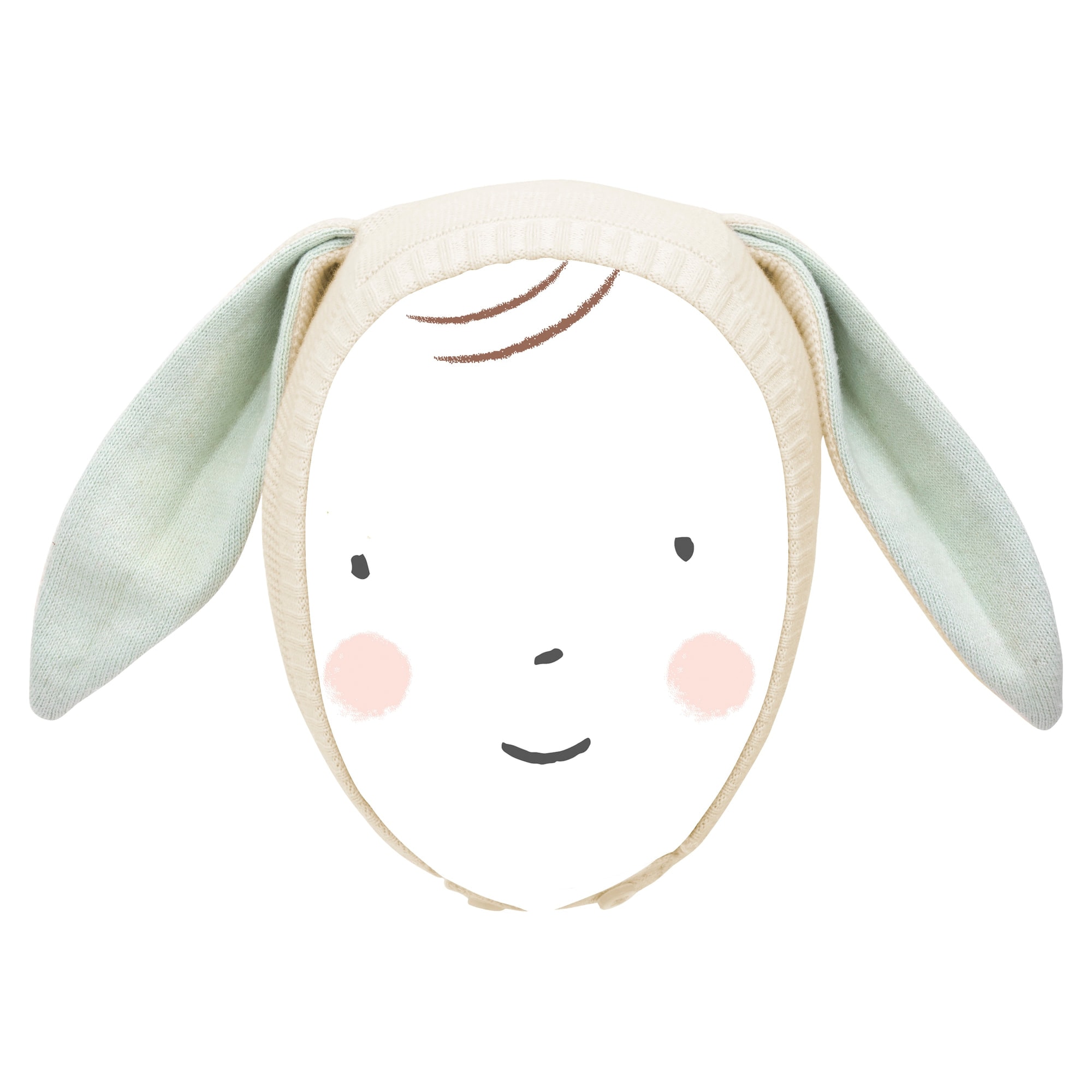 Mint Bunny Baby Bonnet - Mint Tavşanlı Bebek Başlığı