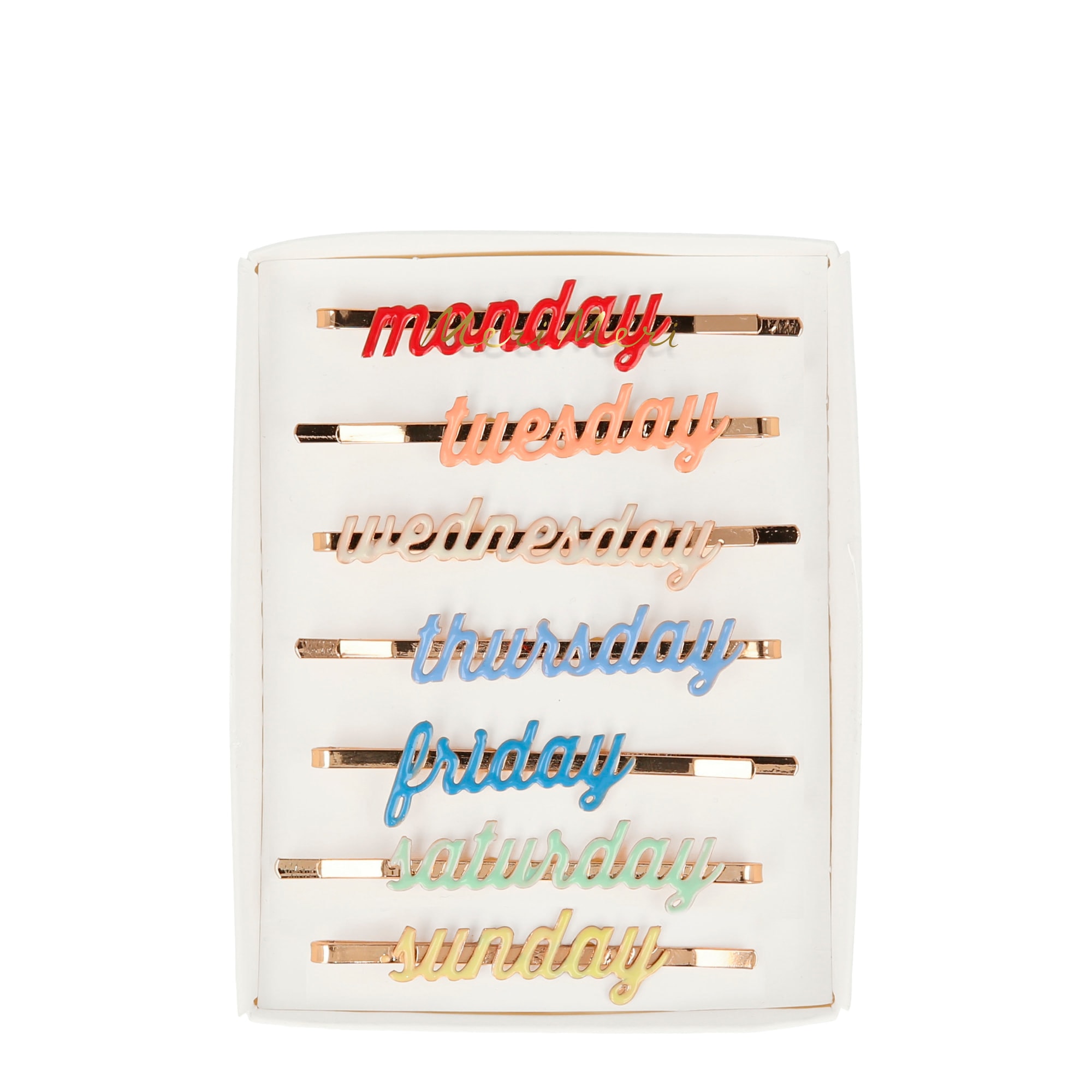 Enamel Week Day Hair Slides - Haftanın Günleri Tokaları