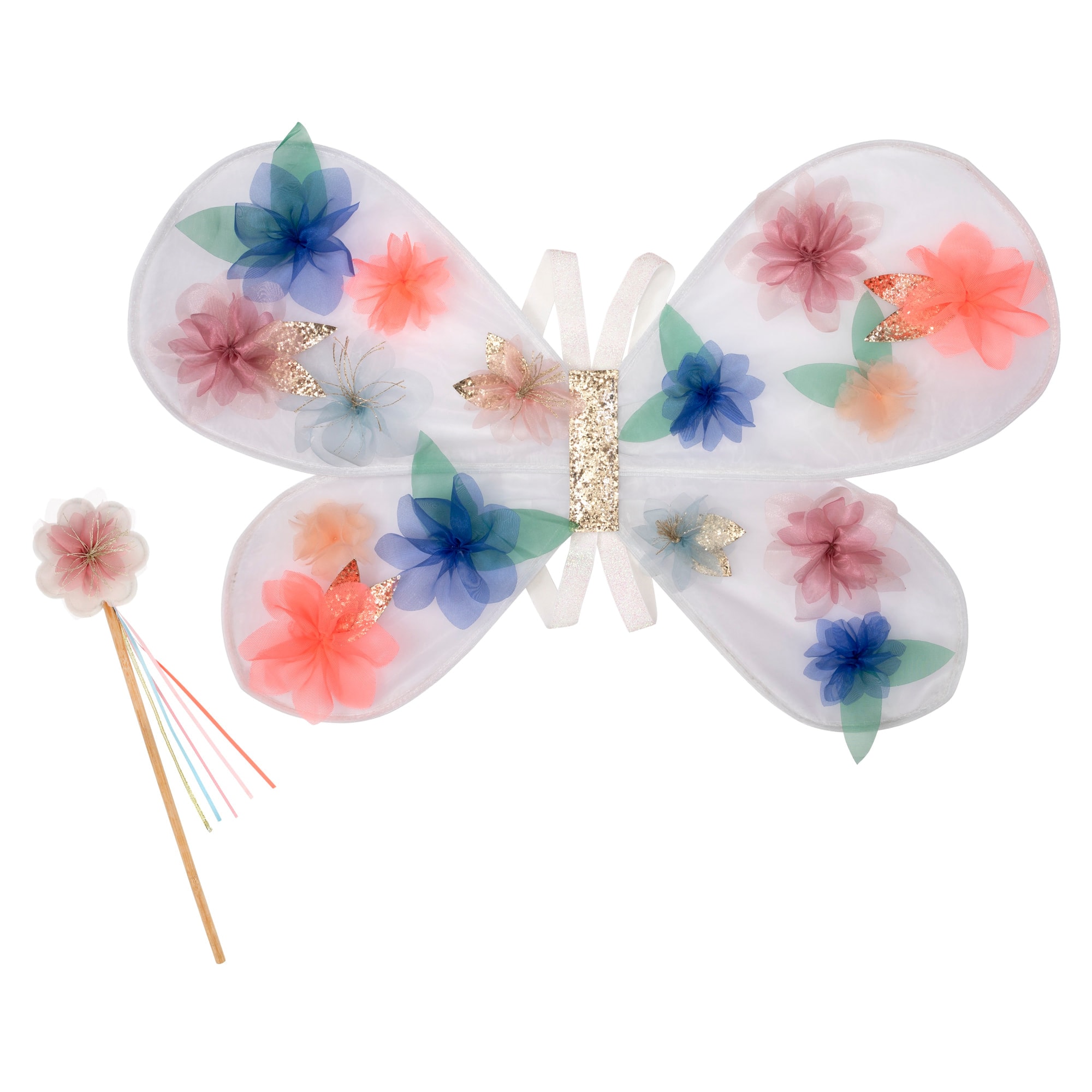 Organza Flower Wings & Wand - Çiçekli Kanat & Değnek