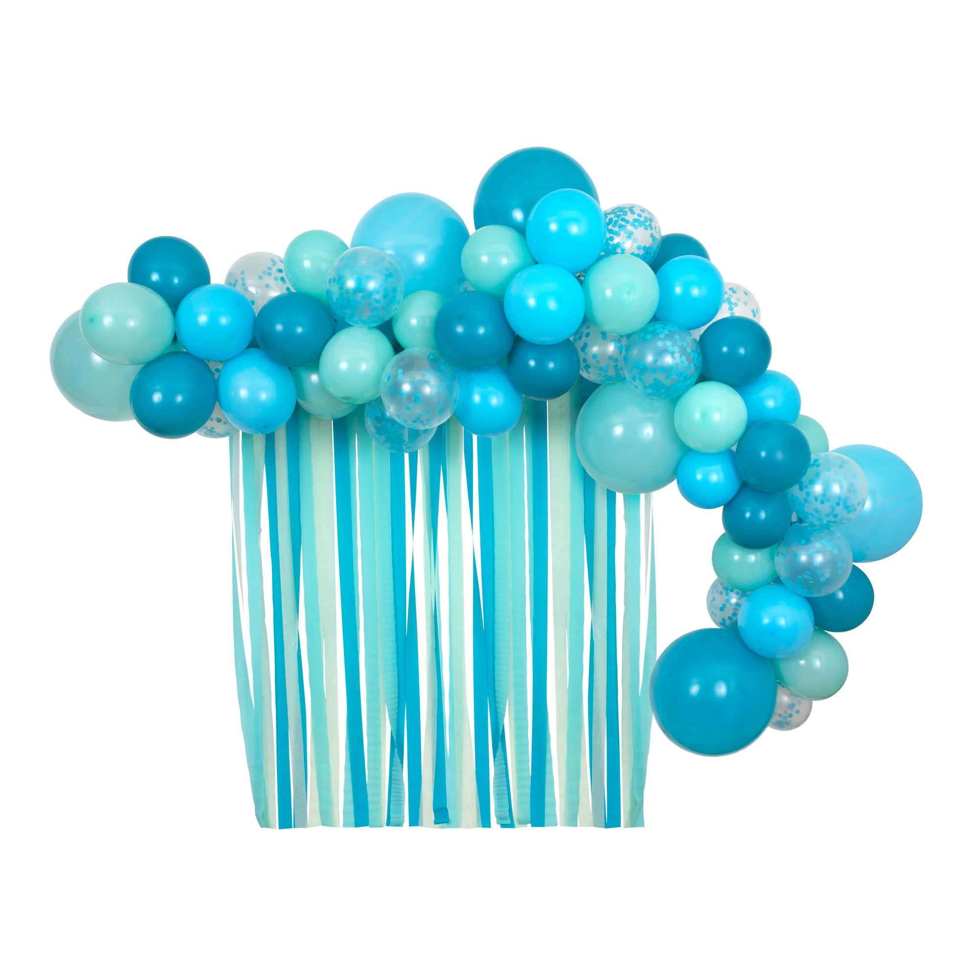 Multi-Sized Balloons & Streamer Set - Mavi Balonlar & Püsküller Seti