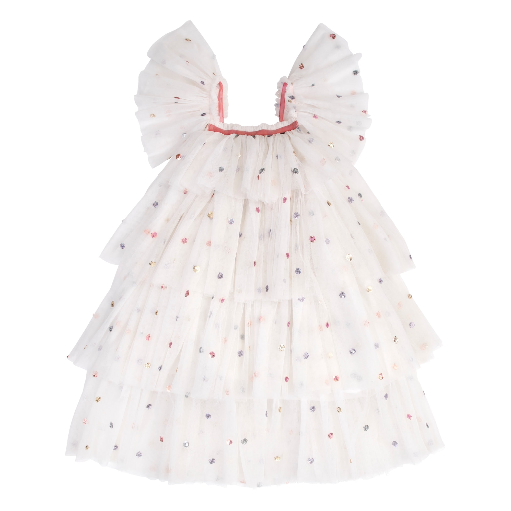 Sequin Tulle Angel Costume - 3 - 4 Years - Payetli Beyaz Elbise - 3-4 Yaş