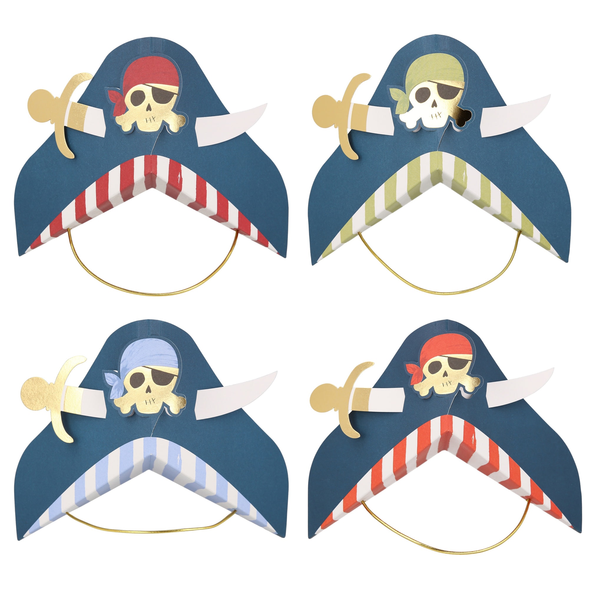 Blue Pirate Party Hats - Korsan Parti Şapkaları - 8'li