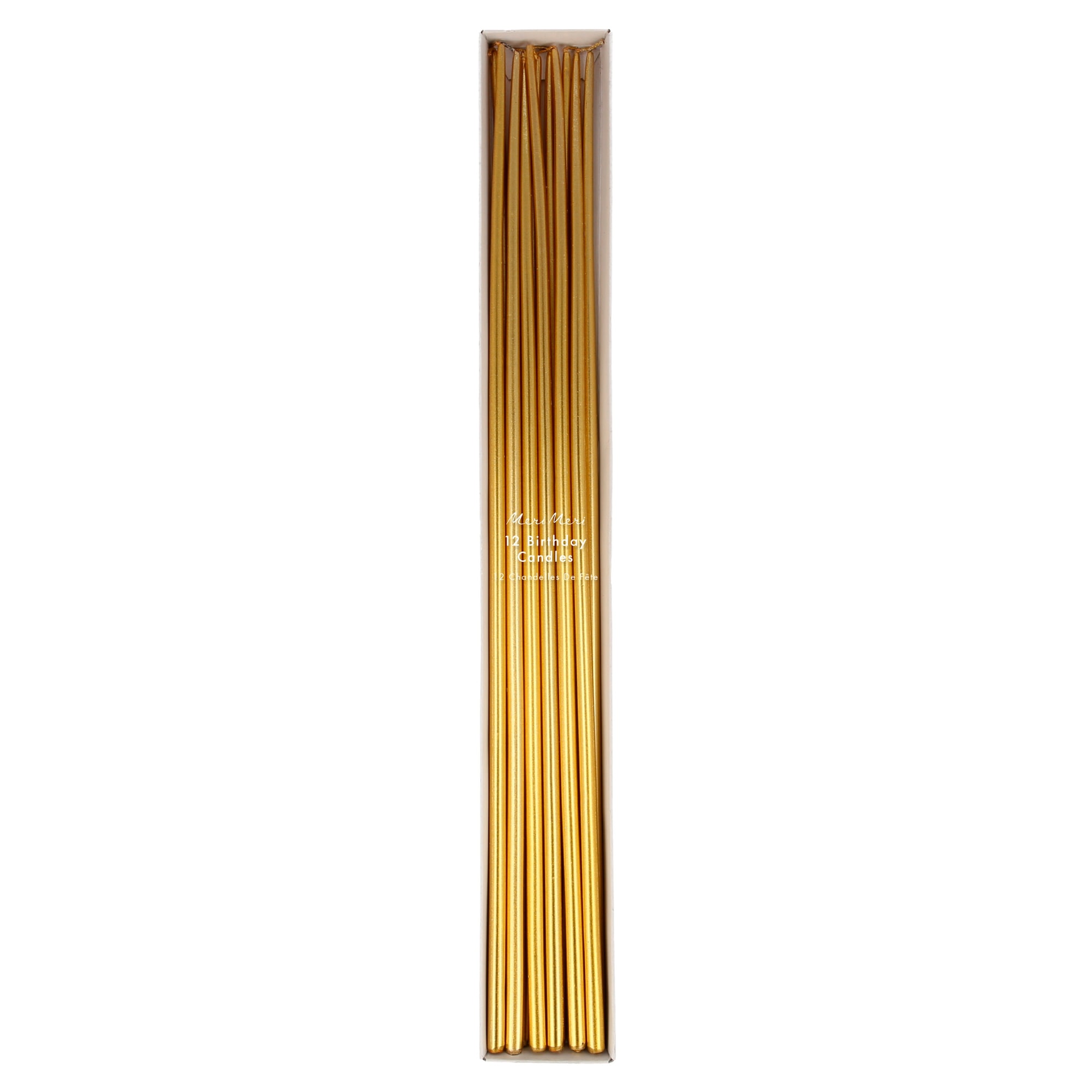 Gold Tall Tapered Candles - Altın Uzun Mumlar - 12'li