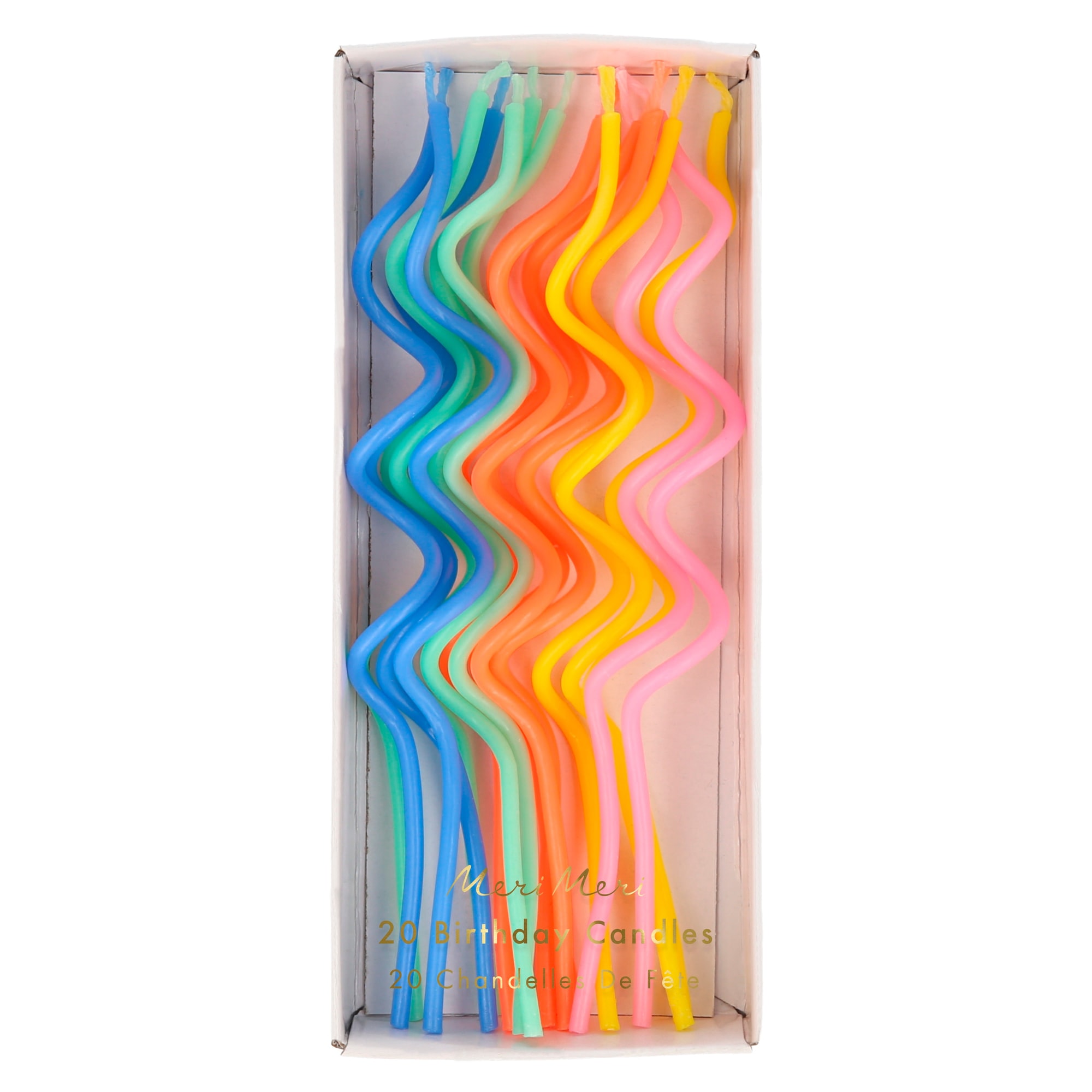 Mixed Swirly Candles - Renkli Kıvrımlı Mumlar - 20'li