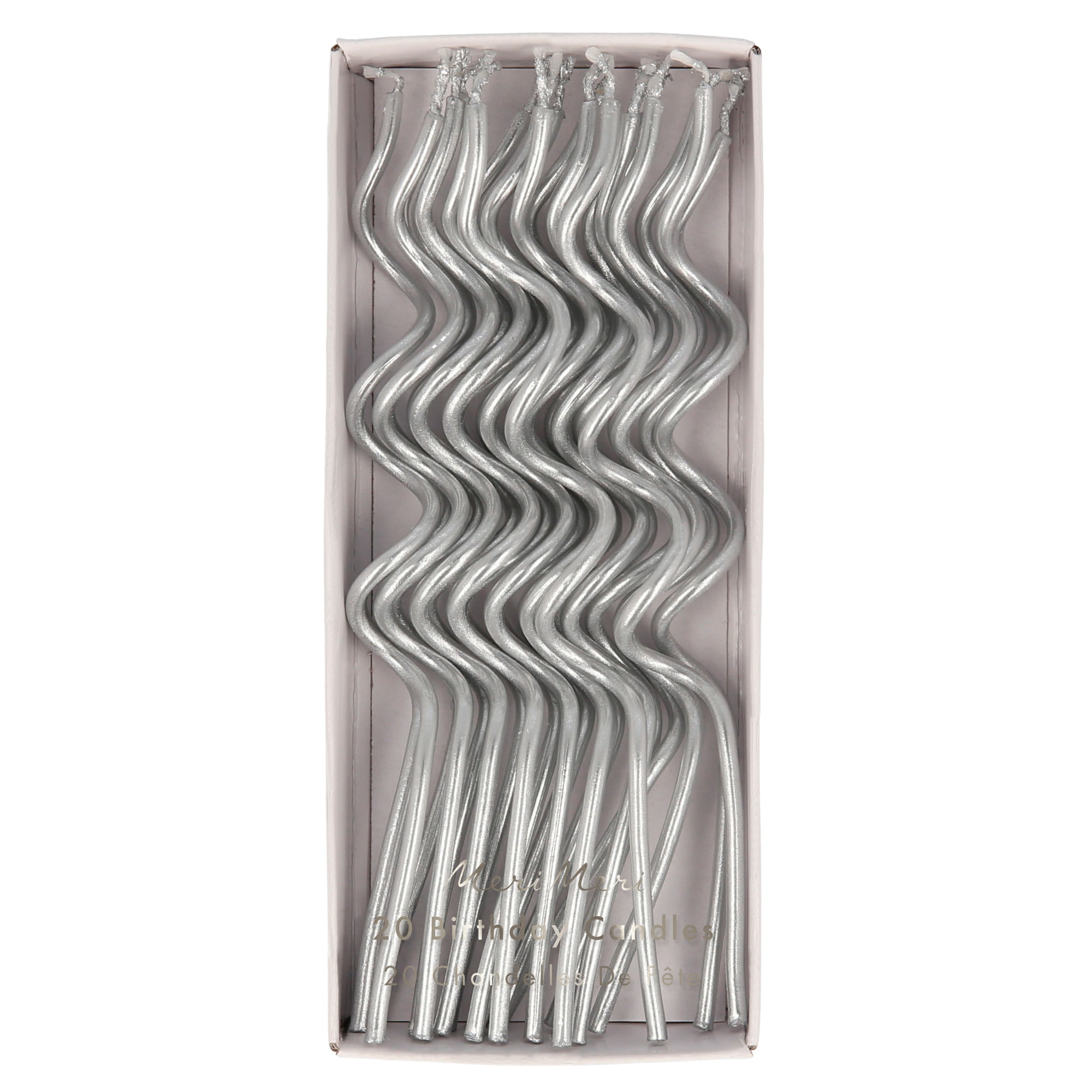 Silver Swirly Candles - Gümüş Kıvrımlı Mumlar - 20'li