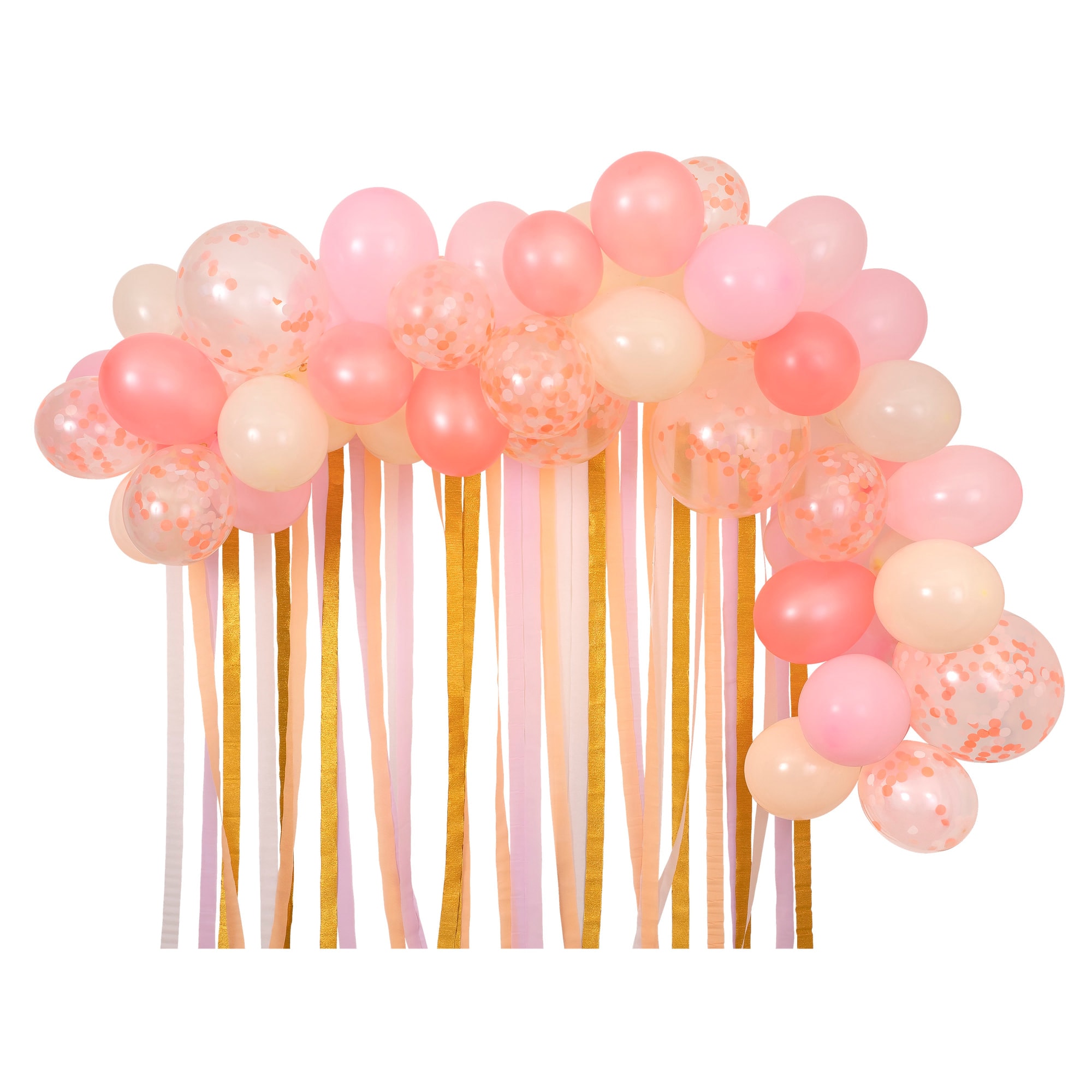 Pink Balloon & Streamer Garland - Pembe Balonlar & Renkli Şeritler  - 50 balon