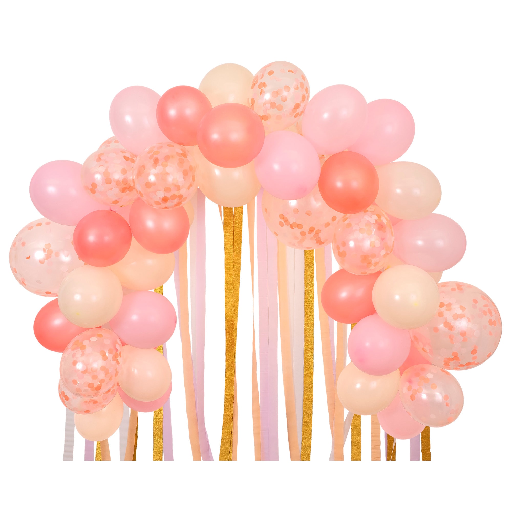 Pink Balloon & Streamer Garland - Pembe Balonlar & Renkli Şeritler  - 50 balon