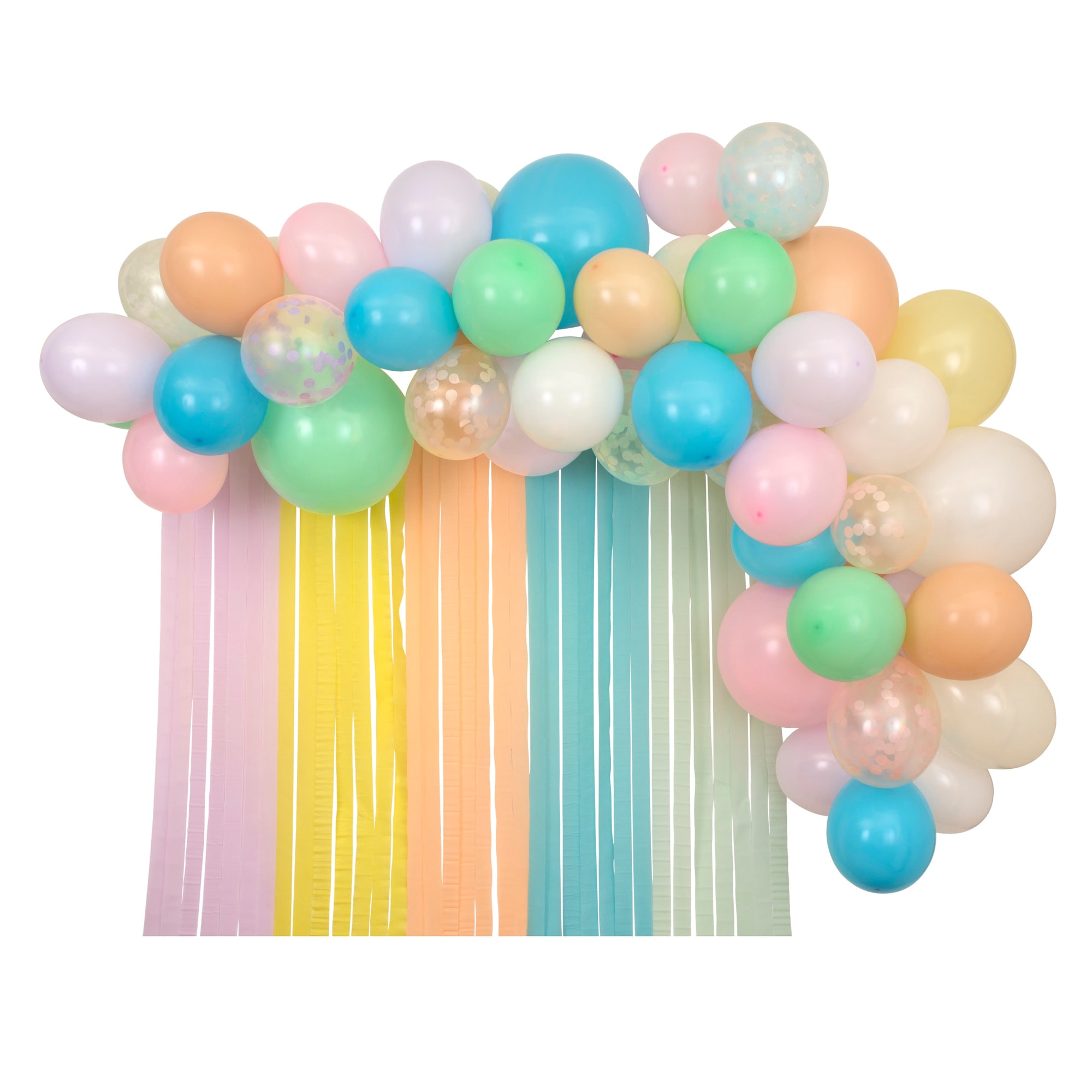 Pastel Balloon & Streamer Garland - Pastel Balonlar & Renkli Şeritler - 50 balon