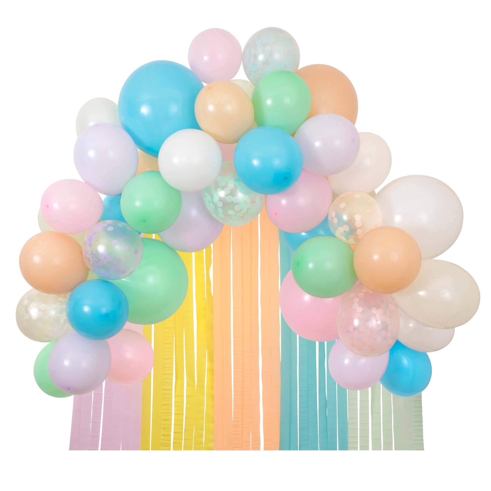 Pastel Balloon & Streamer Garland - Pastel Balonlar & Renkli Şeritler - 50 balon