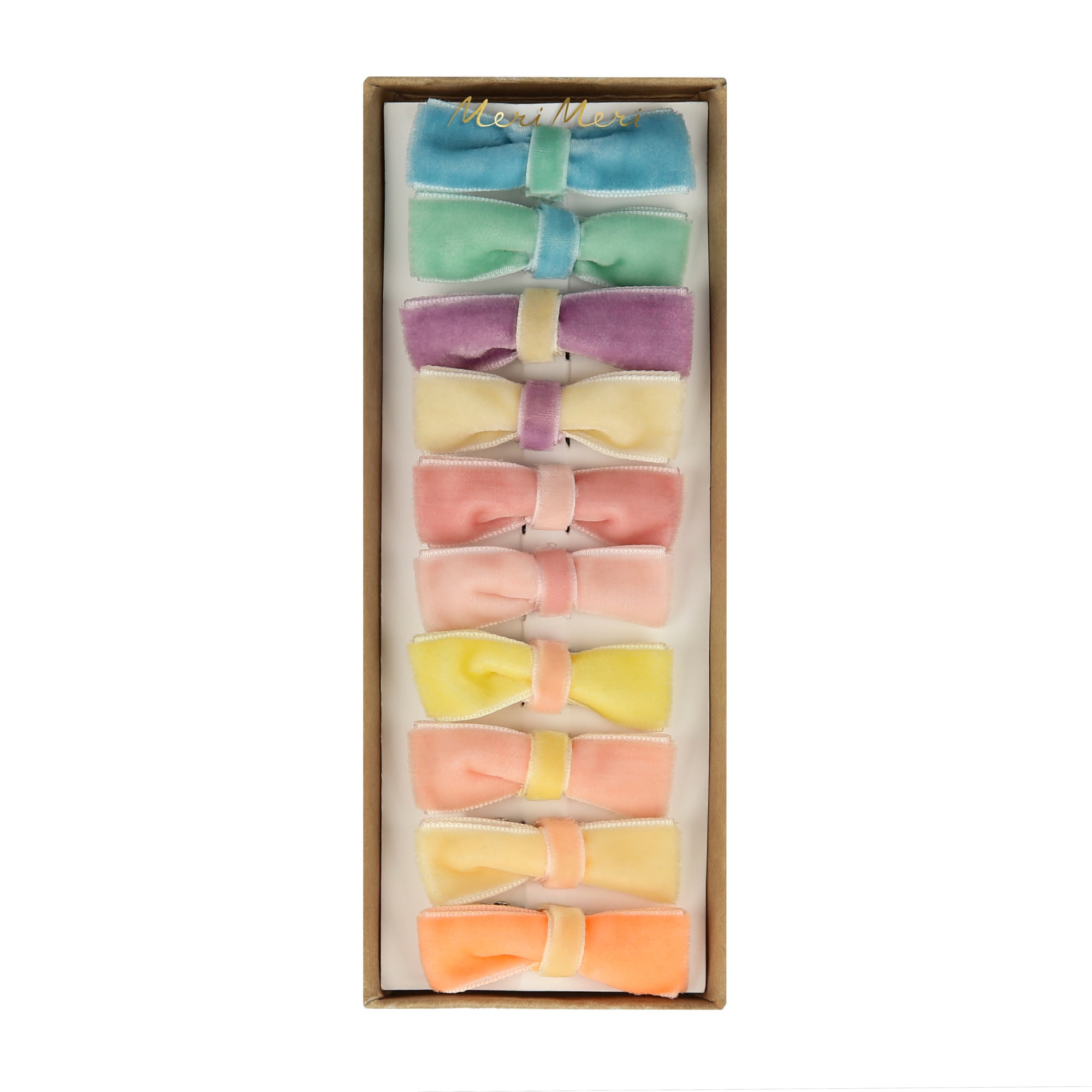 Pastel Velvet Mini Bow Clips - Pastel Renk Kadife Tokalar - 10'lu