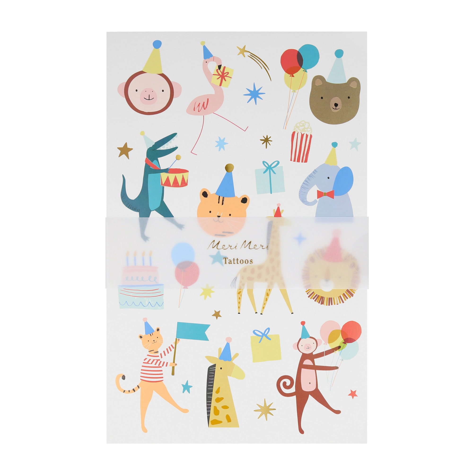 Animal Parade Tattoo Sheet - Hayvan Geçit Töreni Geçici Dövmeler - 2'li