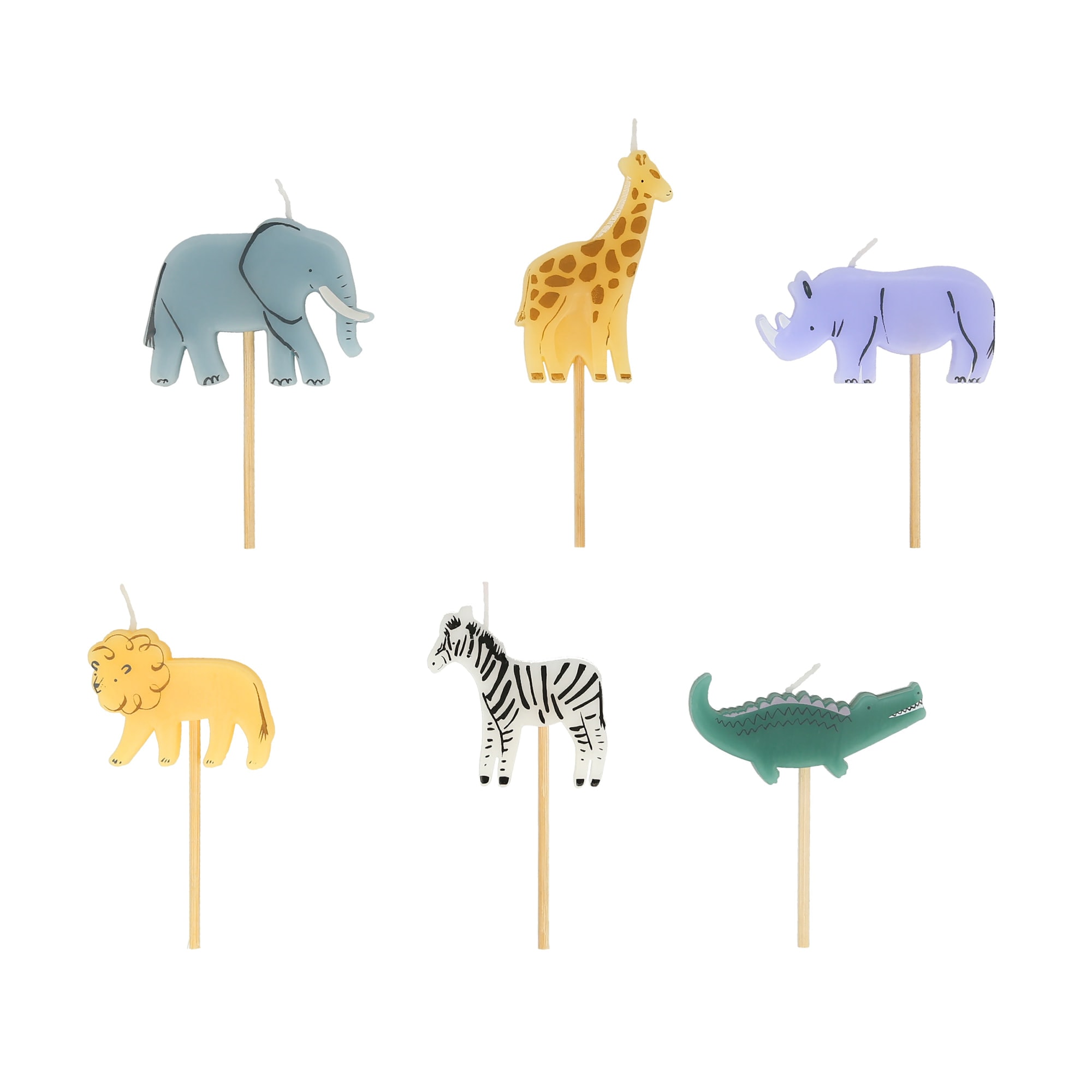 Mini Safari Animal Candles - Mini Safari Hayvan Mumları - 6'lı