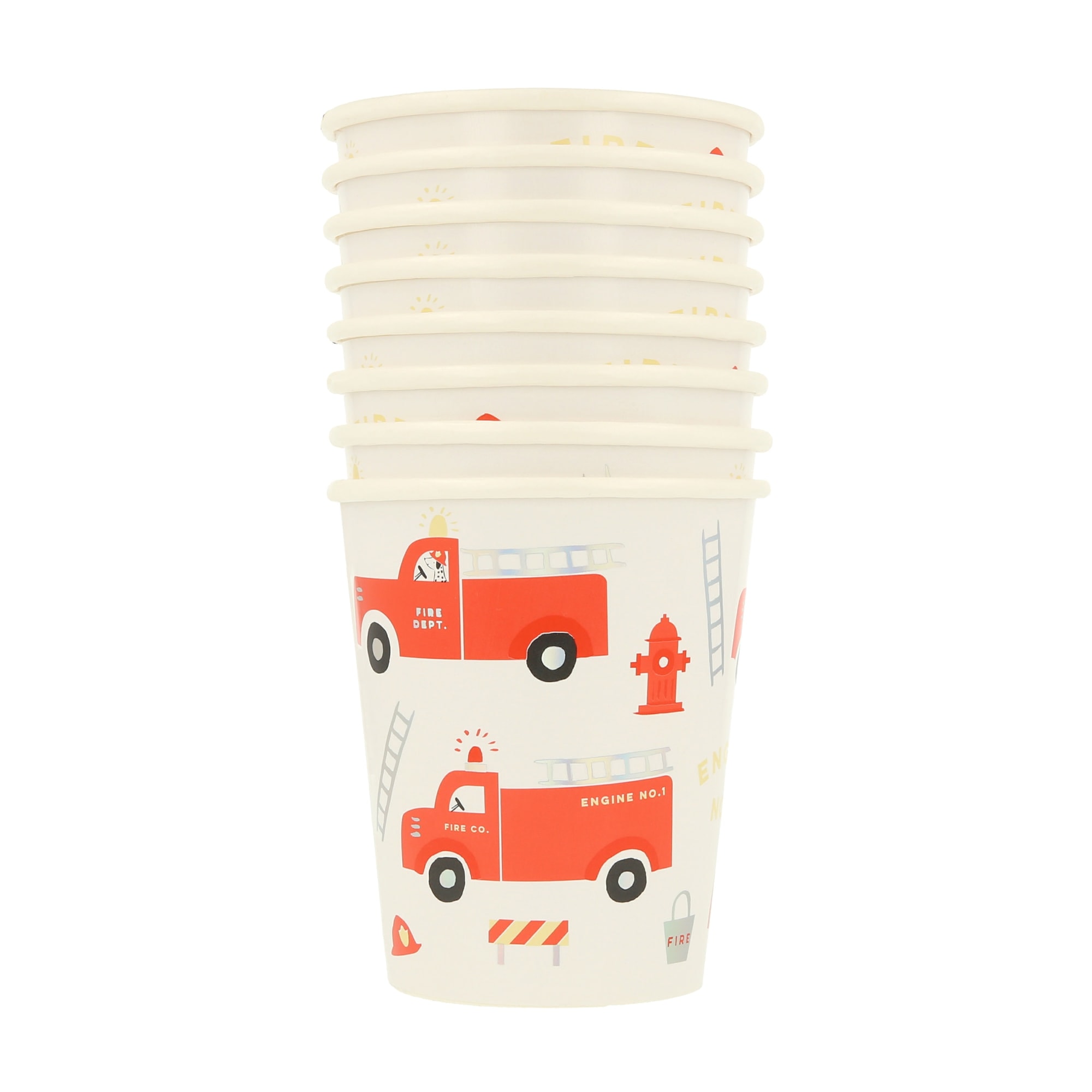 Fire Truck Cups - İtfaiye Bardaklar - 8'li